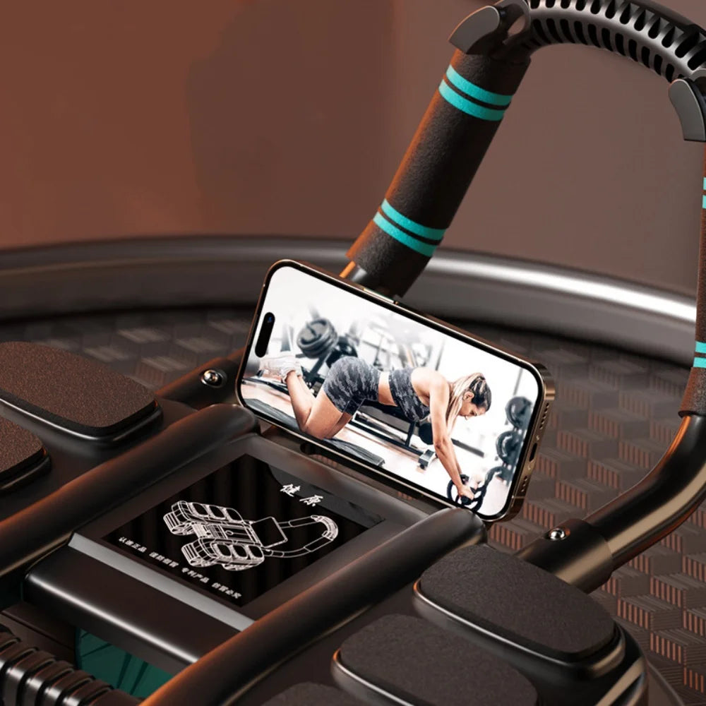 Bauchmuskel-Radtrainer mit sechsfachem Ellbogendesign, Schiebemechanismus, automatischer Rückfederung und rutschfestem Griff – Fitnessgerät für das Heimtraining.