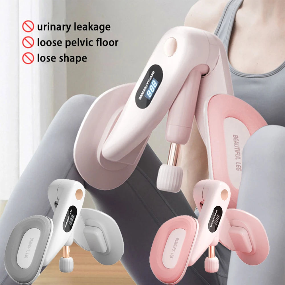 Oberschenkeltrainer und Beckenbodentrainer mit einstellbarem Widerstand und Zähler – Kegel-Übungsgerät zur Muskelstärkung für Frauen, ideal fürs Heimtraining.