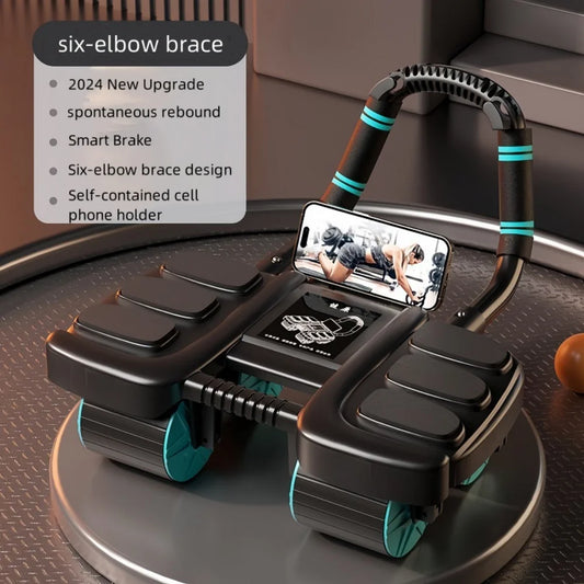Bauchmuskel-Radtrainer mit sechsfachem Ellbogendesign, Schiebemechanismus, automatischer Rückfederung und rutschfestem Griff – Fitnessgerät für das Heimtraining.