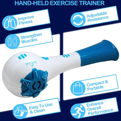 Atemtrainer mit einstellbarem Widerstand – Handgerät zur Lungenvolumen-Erweiterung, für Lauftraining und Bauchmuskelübungen